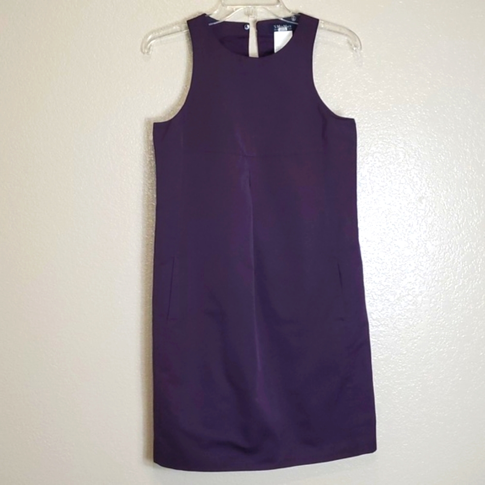 'S MaxMara Sleeveless Sheath Dress with Pockets Size 6 Eggplant
